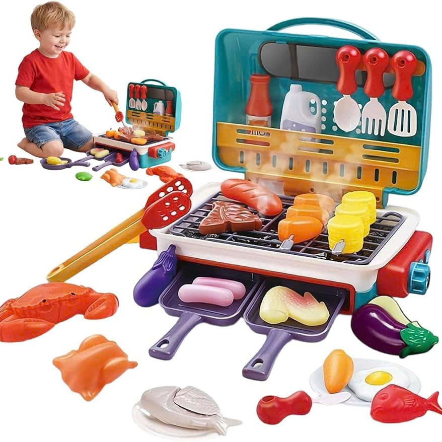 Portable Kids BBQ Play Set with Lights and Sounds - Halri