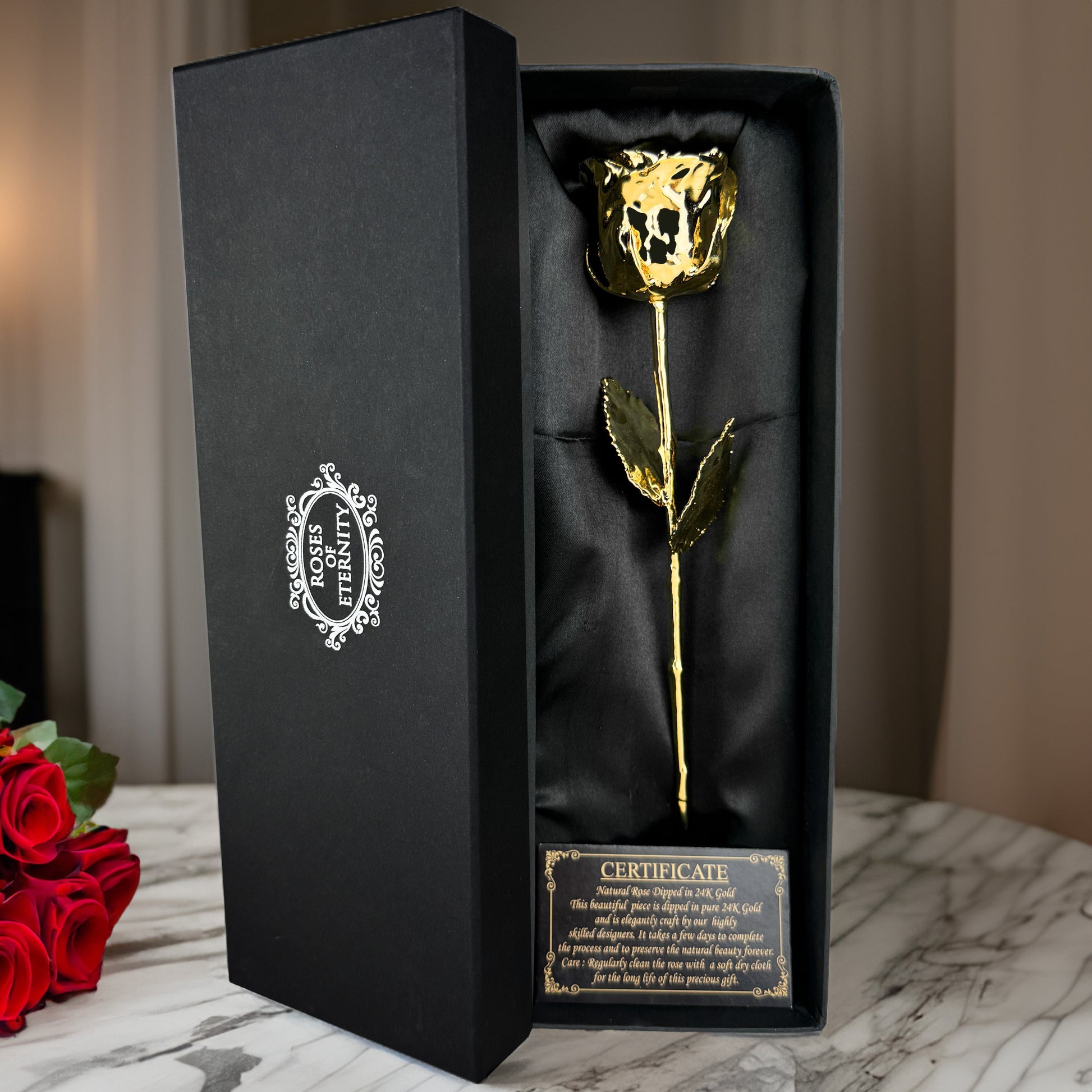Luxurious Gold Plated Fresh Rose Home Decoration - Halri