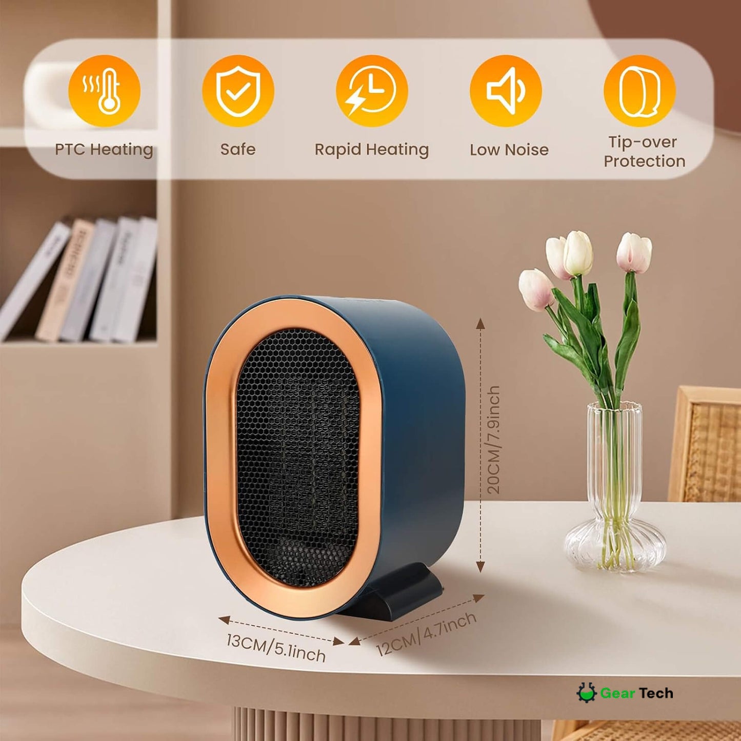 Compact Portable Space Heater with Digital Control