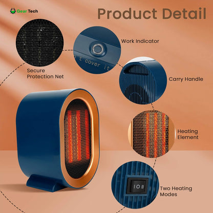 Compact Portable Space Heater with Digital Control
