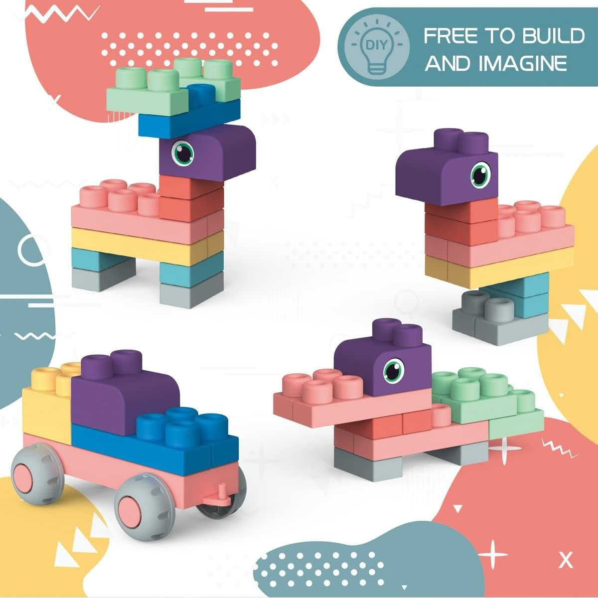 Soft Building Blocks – Safe and Fun Construction Toy with Soft Rubber Material, Smooth Edges, No Burrs, Safe for Ages 1+