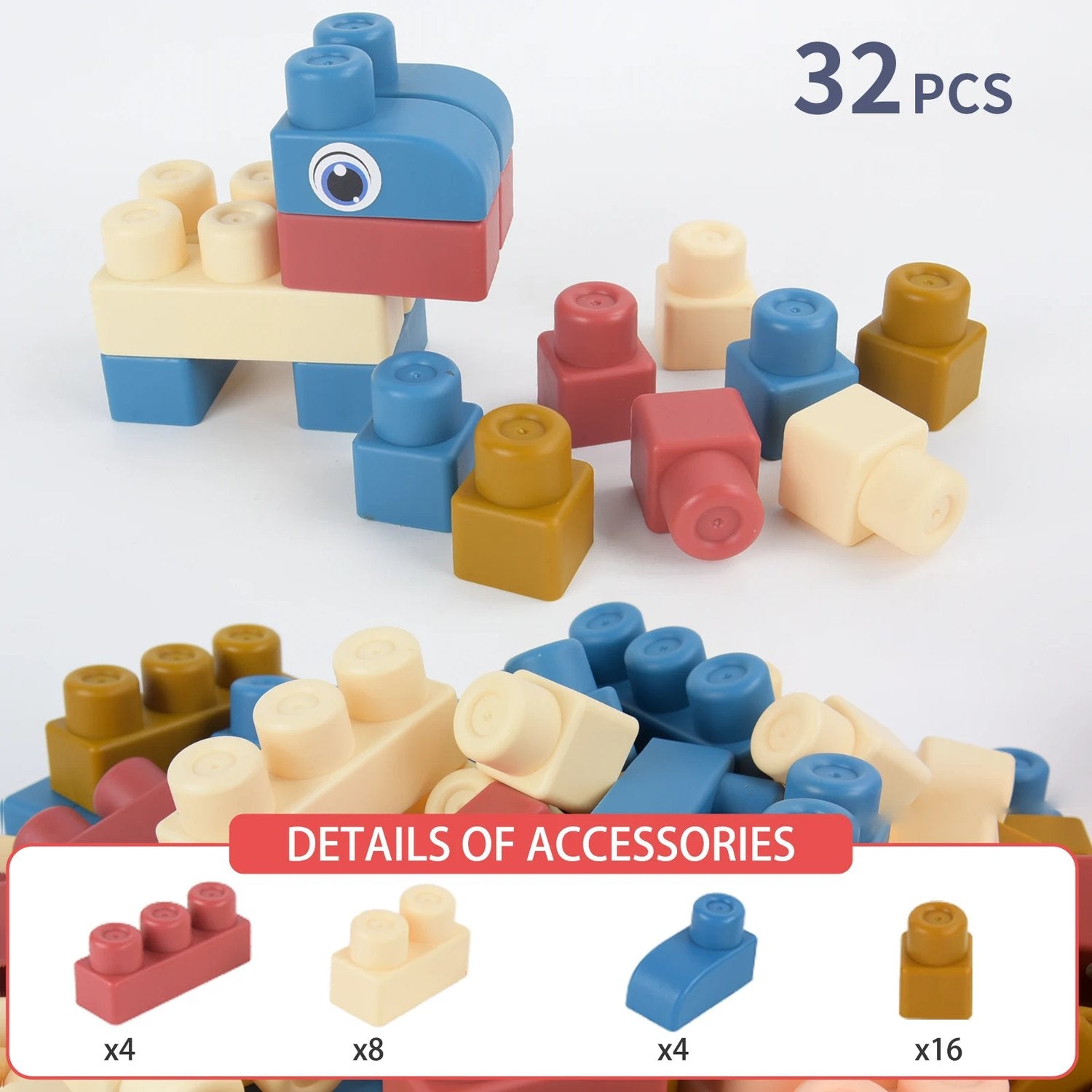 Soft Building Blocks – Safe and Fun Construction Toy with Soft Rubber Material, Smooth Edges, No Burrs, Safe for Ages 1+