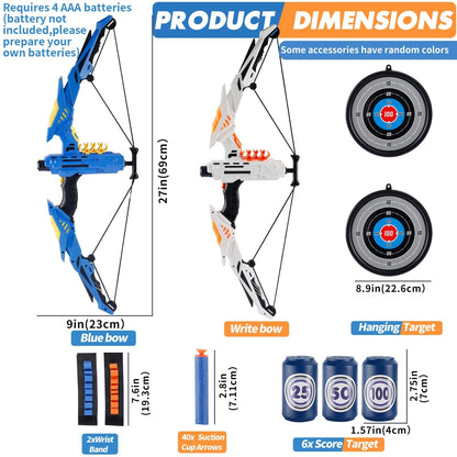 Soft Dart Archery Toy Set with LED Light-Up Bow, Interactive Play, Durable ABS Material, Safe for Ages 3+