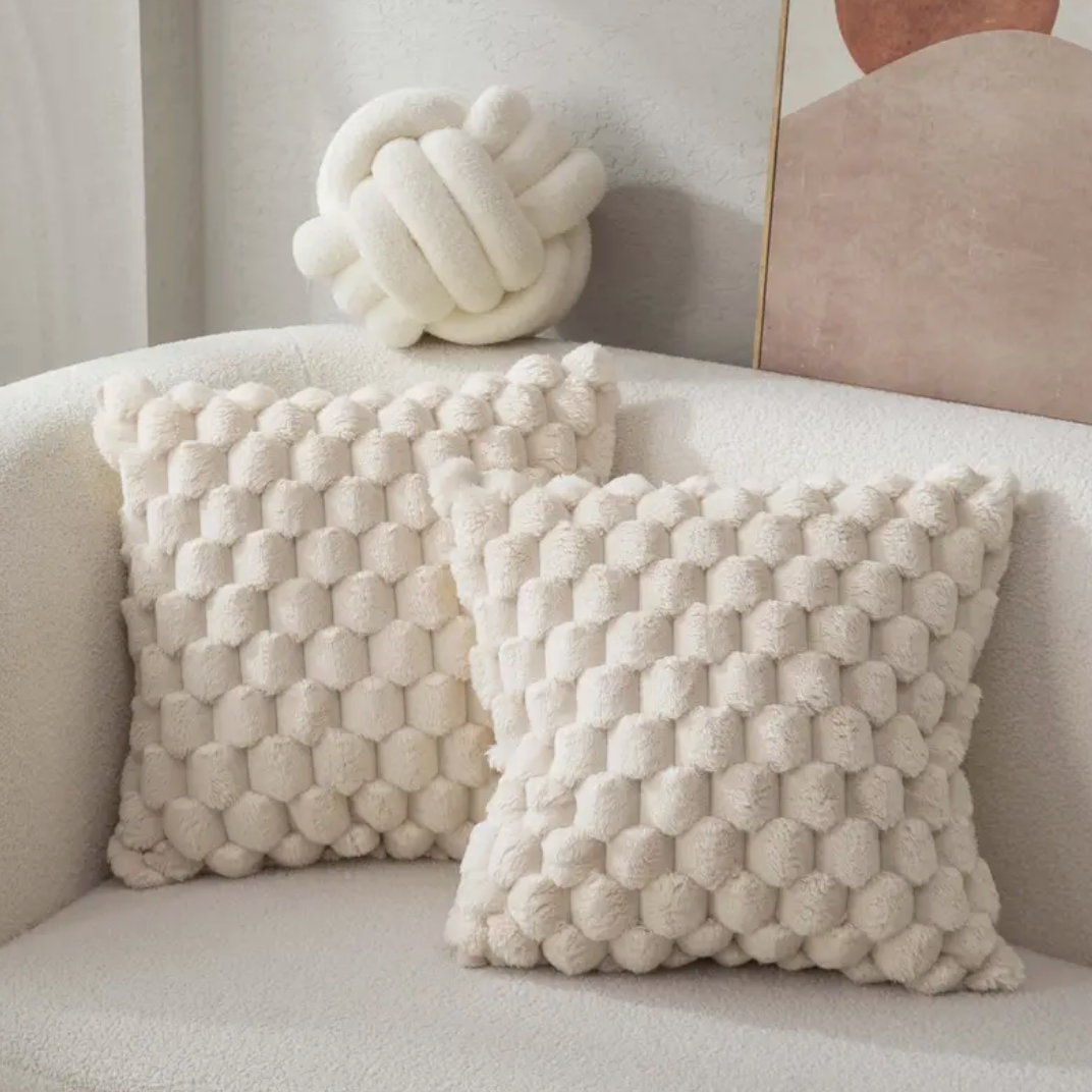 Comfortable Faux Fur Throw Pillow with Soft Cover - Halri