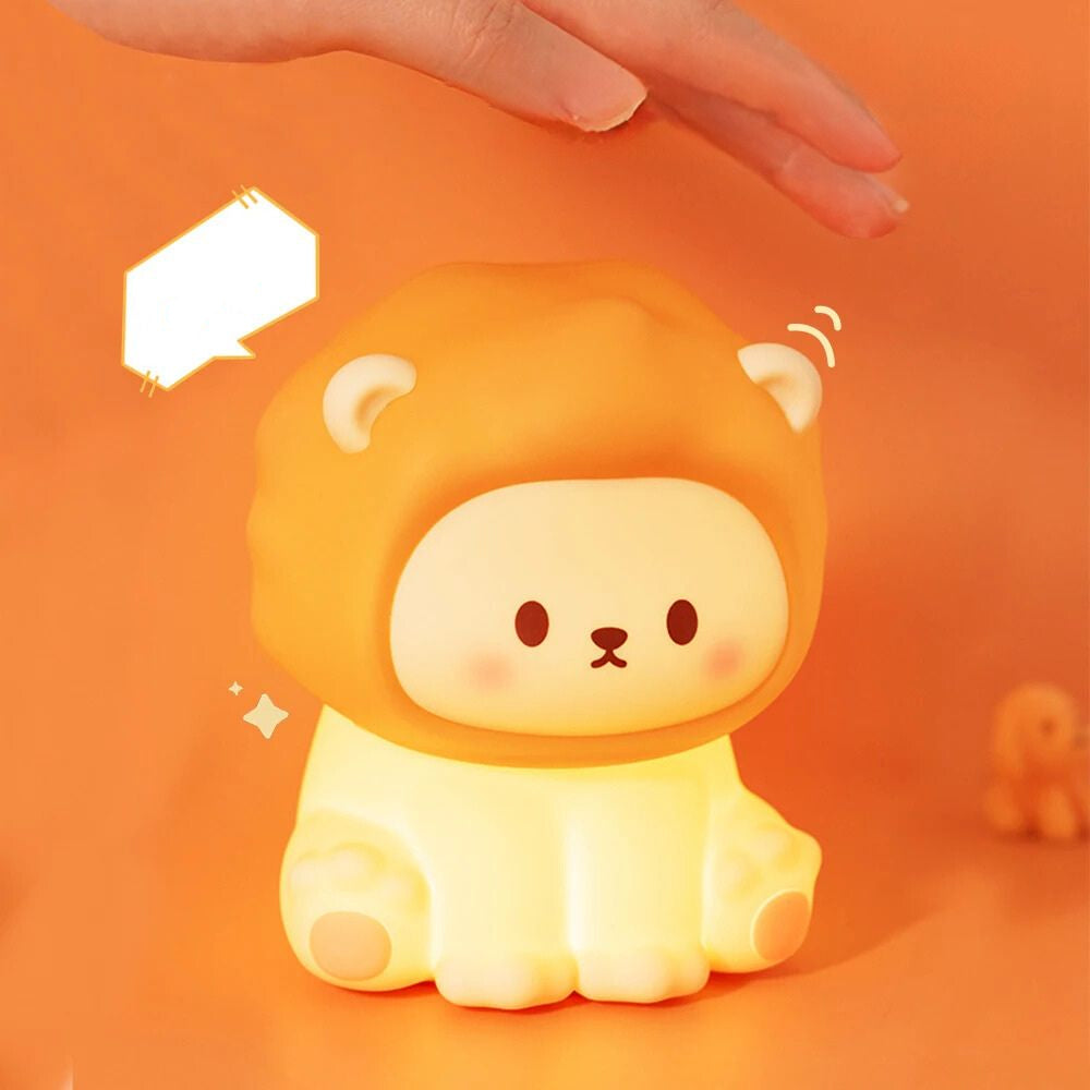 Soft Silicone Lion Night Light for Kids - Rechargeable LED Night Lamp with Adjustable Brightness 1