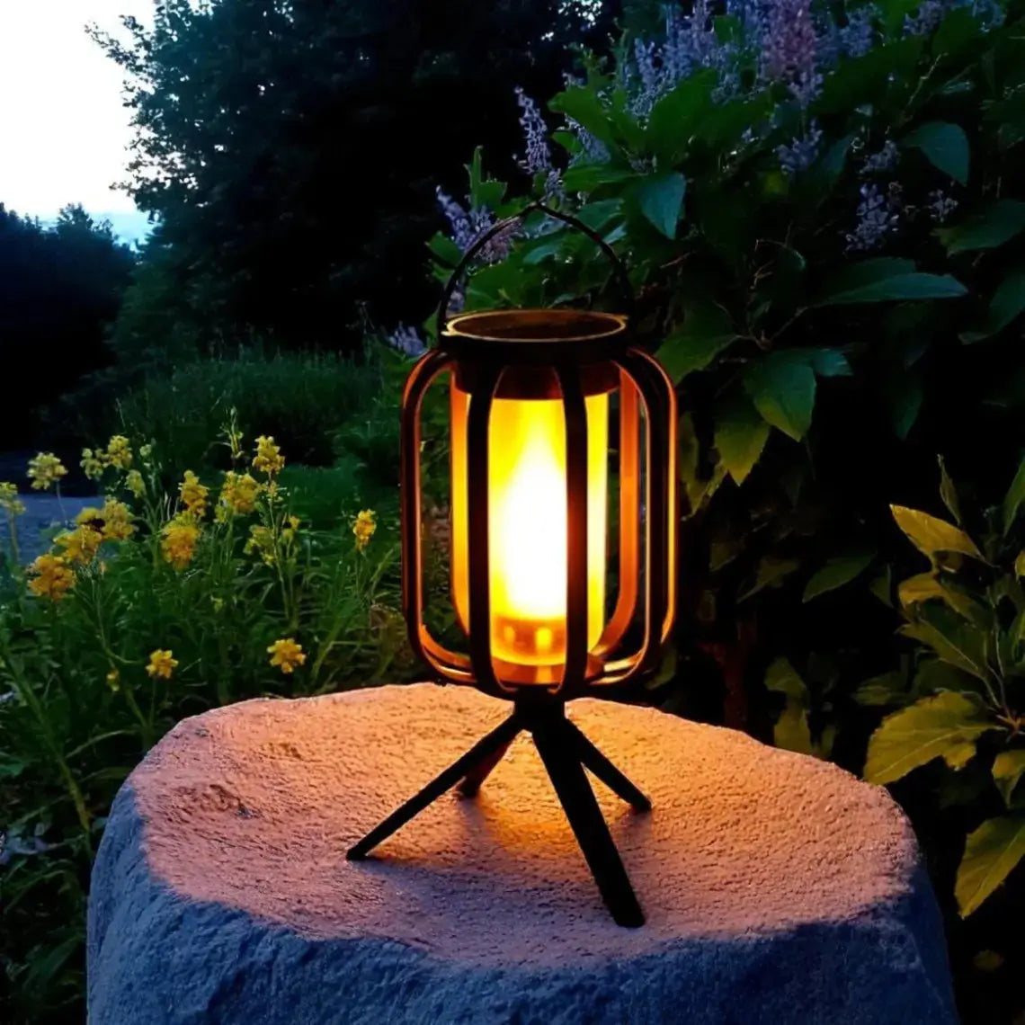 Outdoor Solar Powered Lantern with Realistic Flicker Effect - Halri