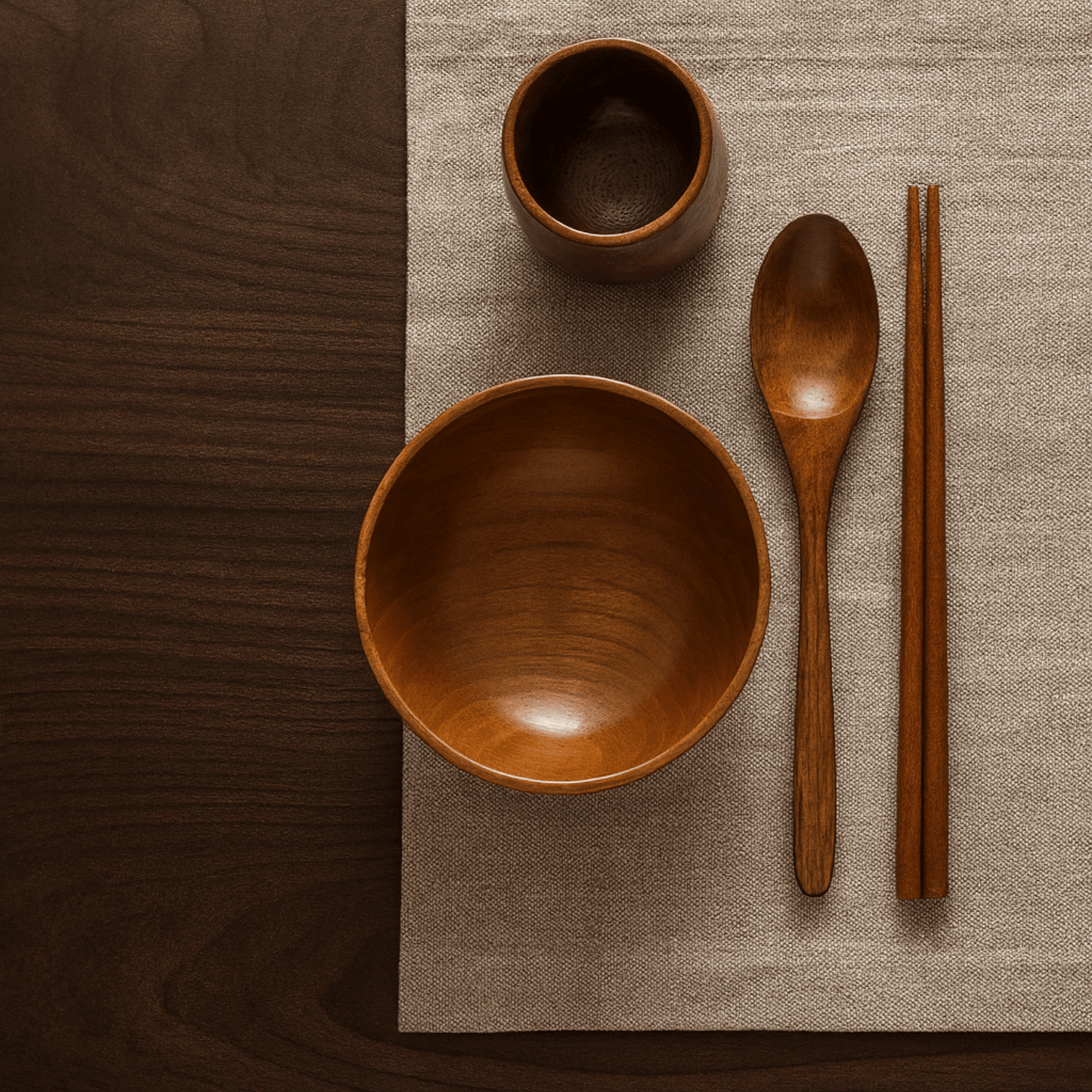 Natural Wood Tone Dining Set – Asian Style Tableware - Halri