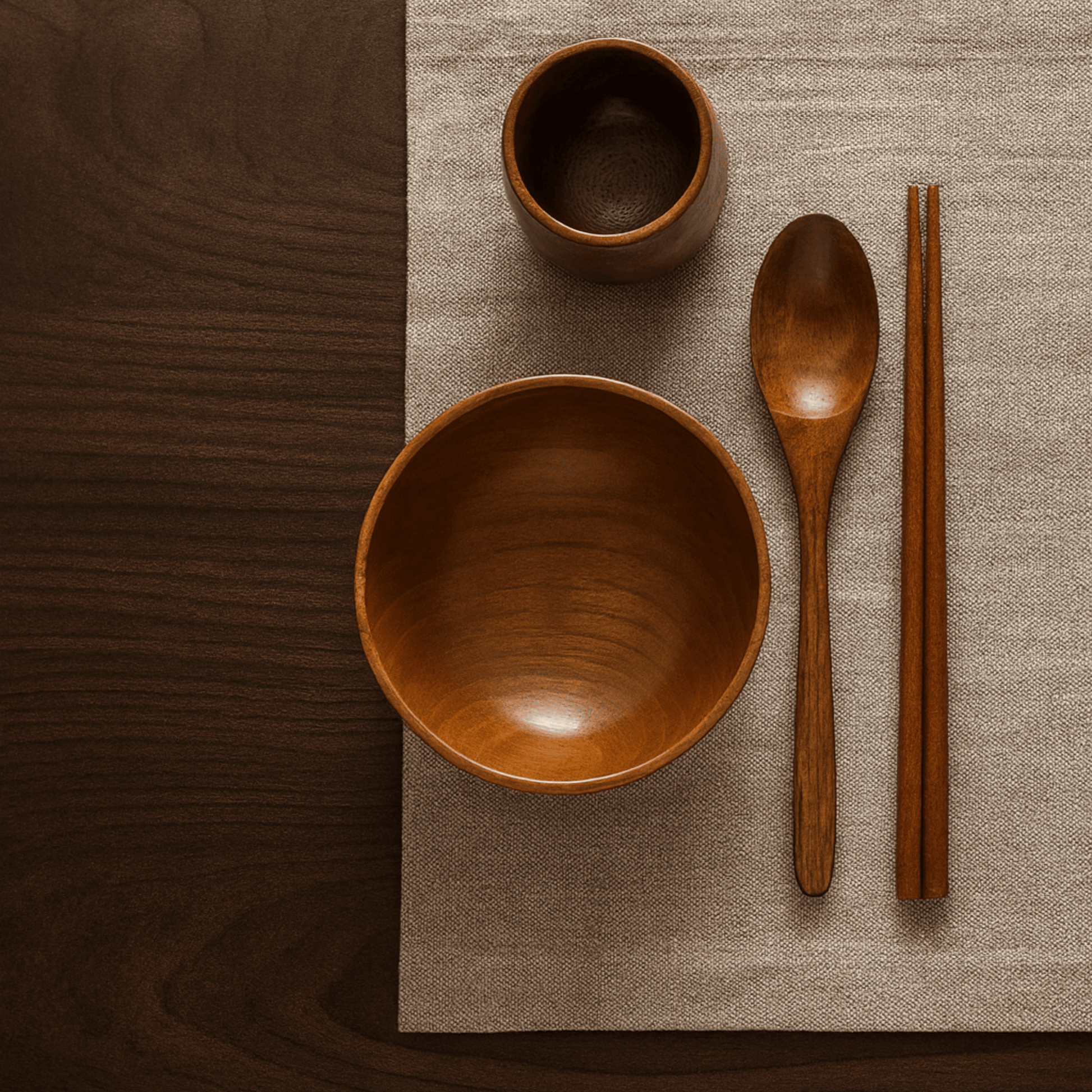 Natural Wood Tone Dining Set – Asian Style Tableware - Halri