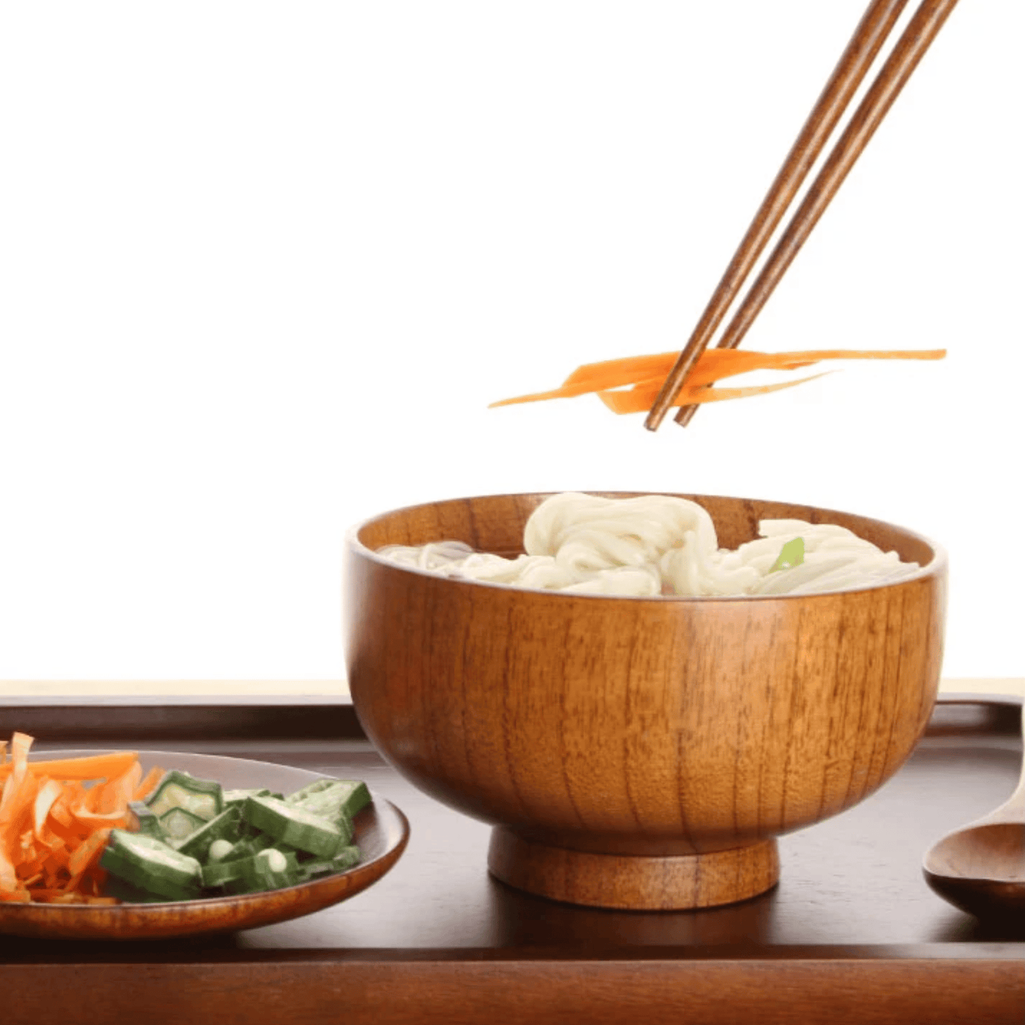 Solid Jujube Wood Dinnerware Set – Japanese-Inspired Tableware with Bowl, Cup, Tray, Spoon, and Chopsticks 5