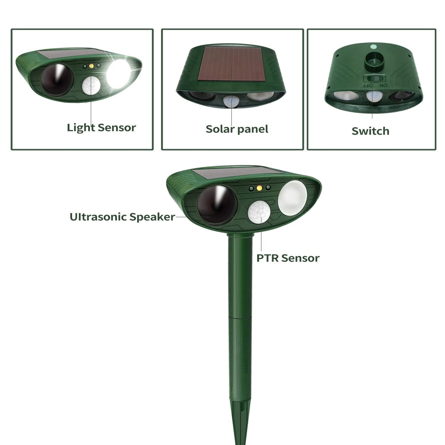 Outdoor Solar Powered Animal Repellent with Flashing Light