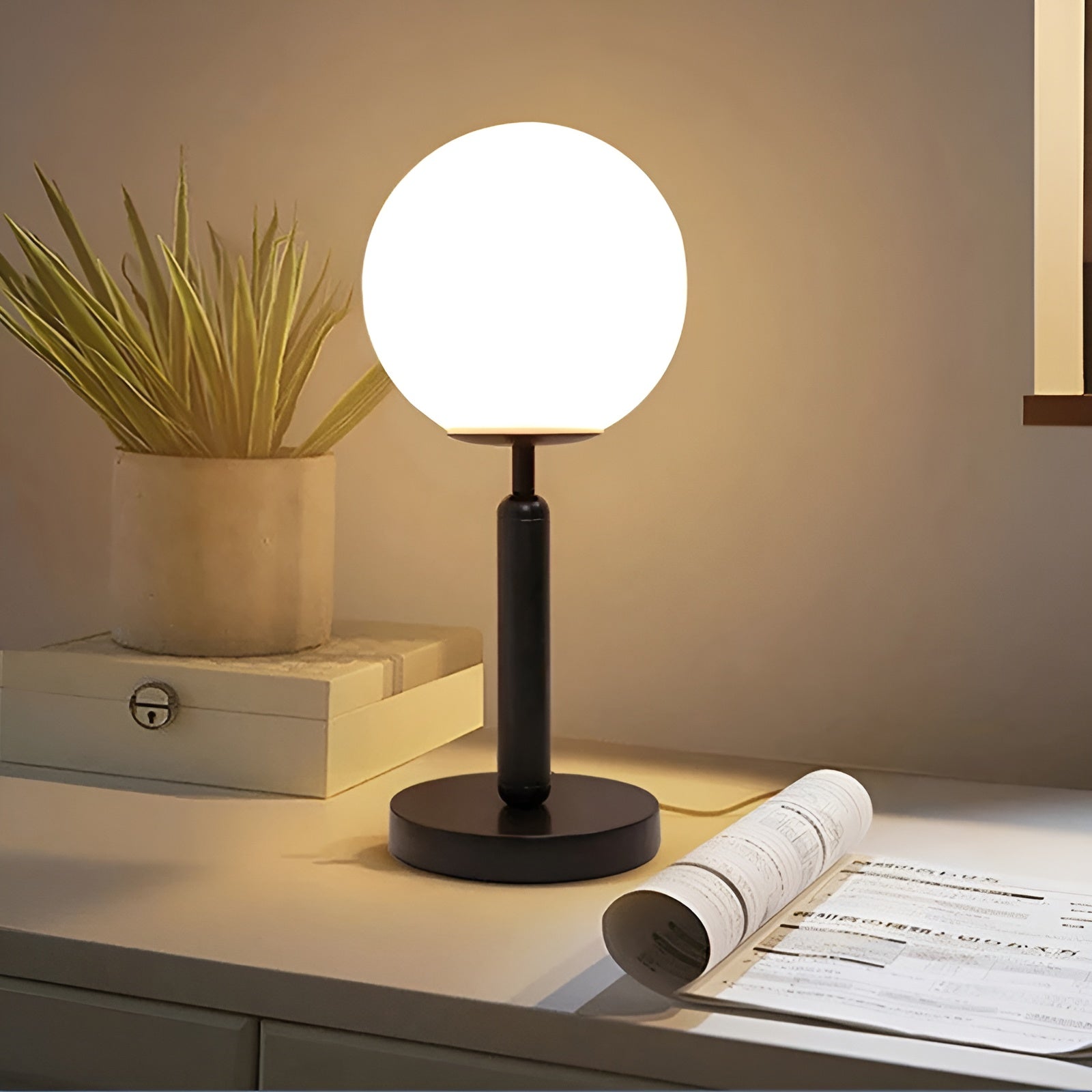 Elegant Glass Brass LED Table Lamp - Halri