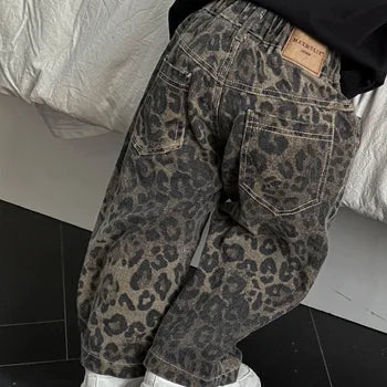 Boys' Black Leopard Jeans - Soft Cotton, Durable Pants - Halri
