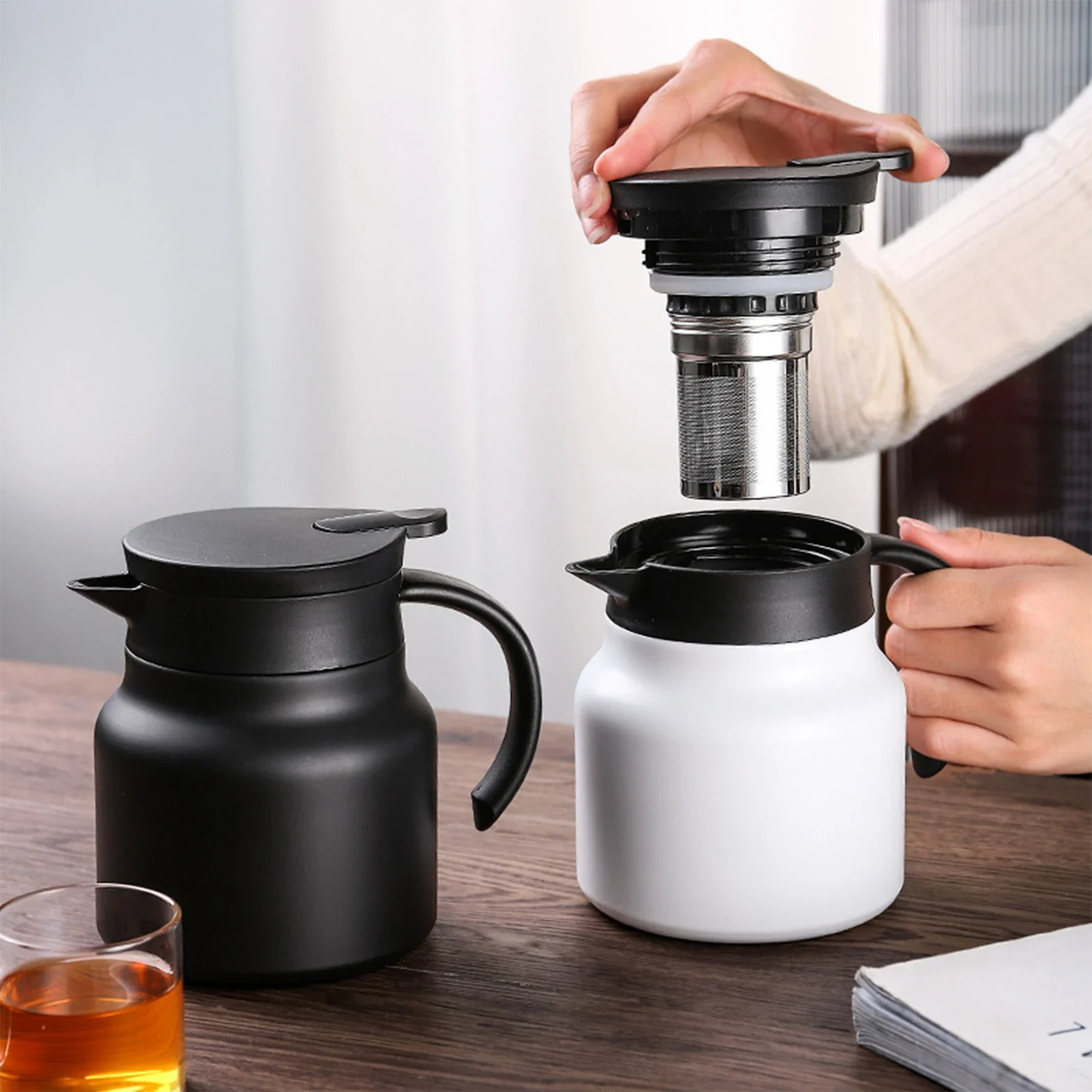 Stainless Steel Insulation Pot - Spill-Proof Thermal Jug for Hot Beverages, 800ml/1000ml, Durable Vacuum Design, Easy Pour Spout 6