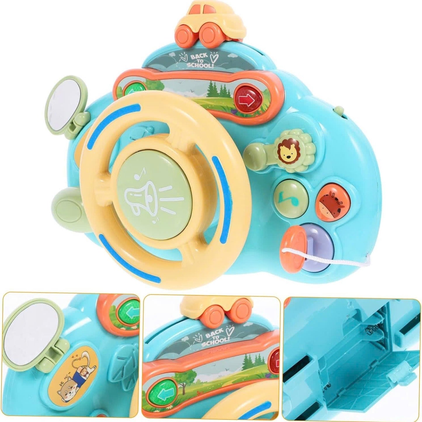 Steering Wheel Toy with Sound, Lights, and Secure Strap – Safe for Ages 18+ Months