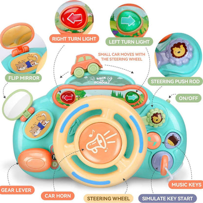 Steering Wheel Toy with Sound, Lights, and Secure Strap – Safe for Ages 18+ Months