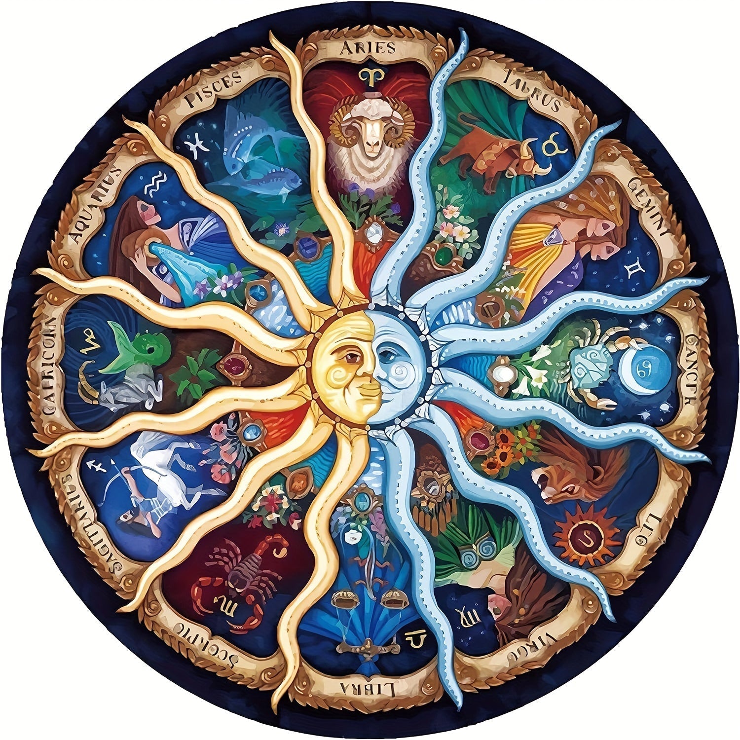 Large Round Jigsaw Puzzle with Stars and Constellations - Halri