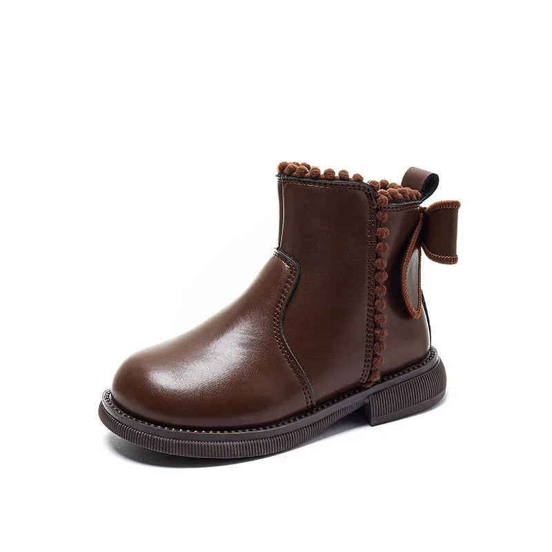 Kids Black Leather Ankle Boots with Grip Sole - Halri