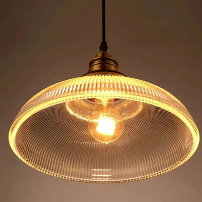 Classic Glass Pendant Light - Elegant Striped Home Decor - Halri