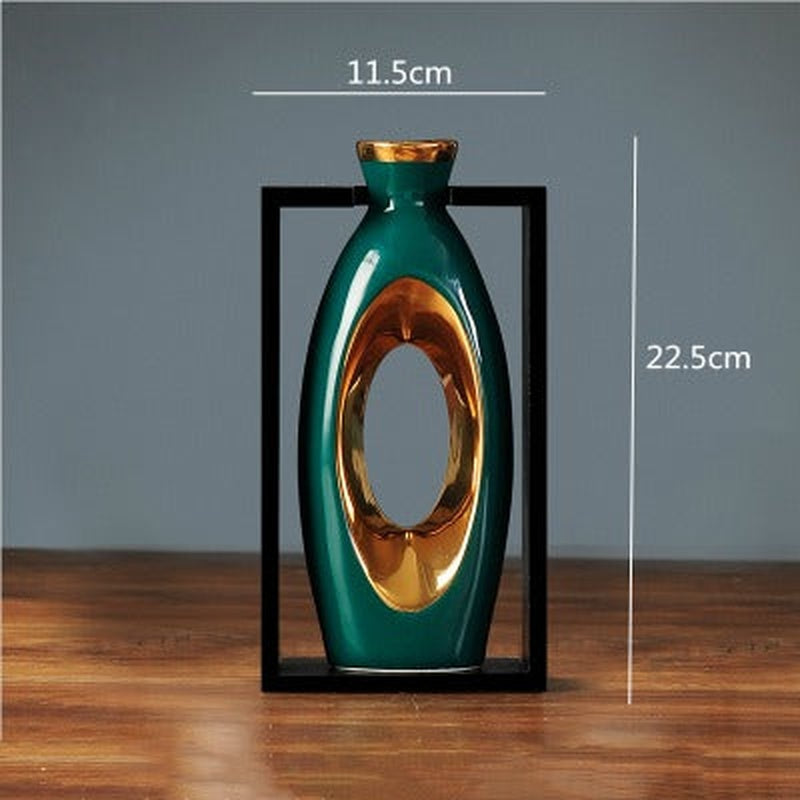 Elegant Ceramic Vase with Wood Accent for Home Decoration