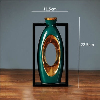 Elegant Ceramic Vase with Wood Accent for Home Decoration