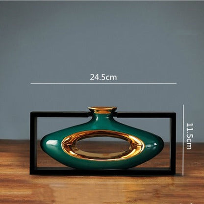 Elegant Ceramic Vase with Wood Accent for Home Decoration