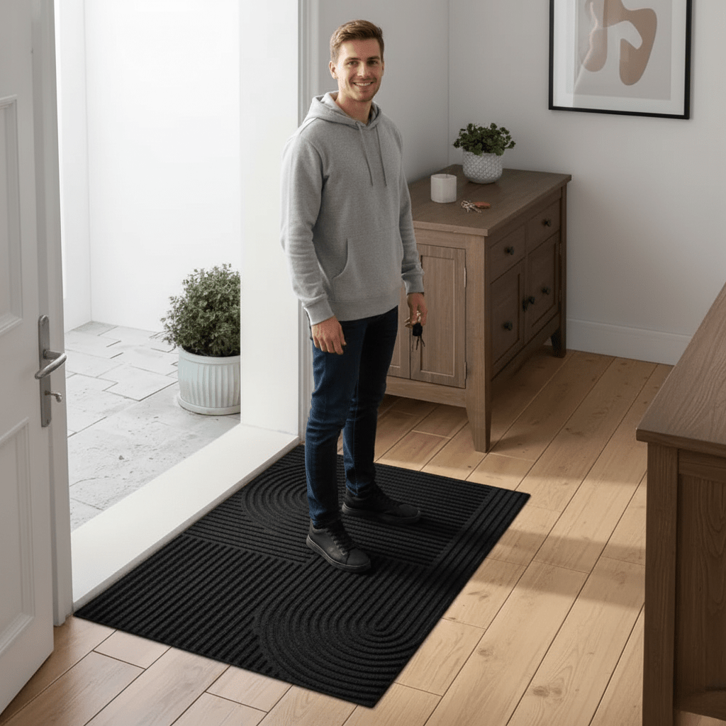 Stylish Absorbent Doormat with Curved Design – Non-Slip Front Door Mat for Elegant Indoor and Outdoor Use 1