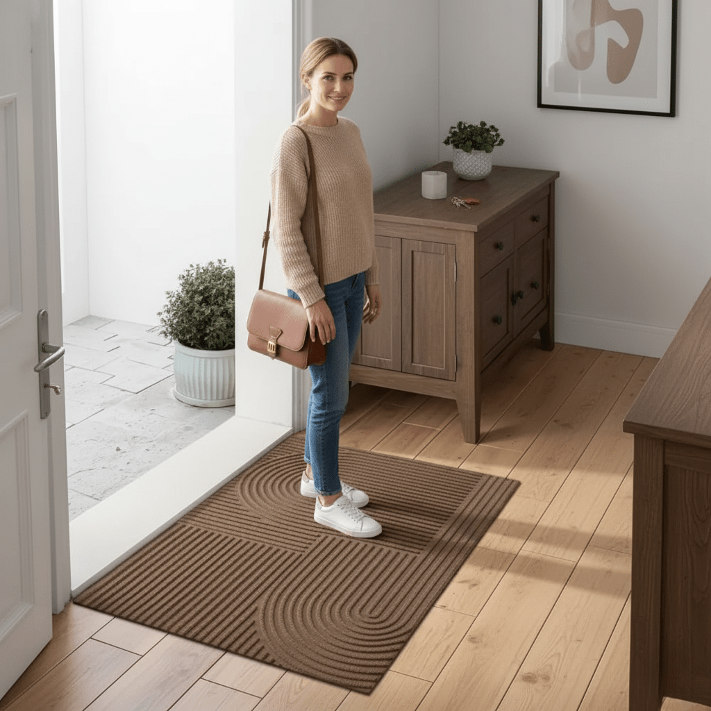 Stylish Absorbent Doormat with Curved Design – Non-Slip Front Door Mat for Elegant Indoor and Outdoor Use 3
