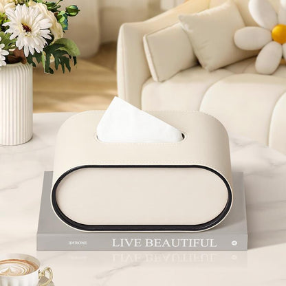 Stylish Leather Tissue Box with Oval Design – Elegant Home Accessory 3