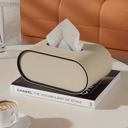 Stylish Leather Tissue Box with Oval Design – Elegant Home Accessory 4