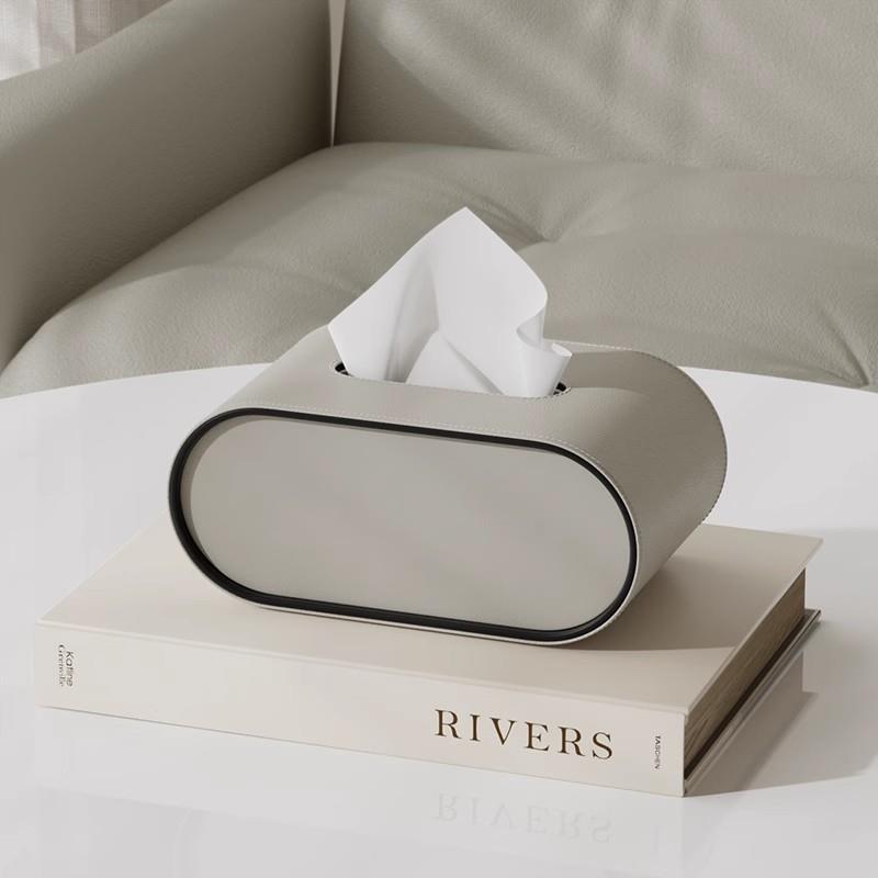 Stylish Leather Tissue Box with Oval Design – Elegant Home Accessory 5