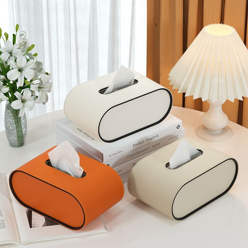 Stylish Leather Tissue Box with Oval Design – Elegant Home Accessory 6