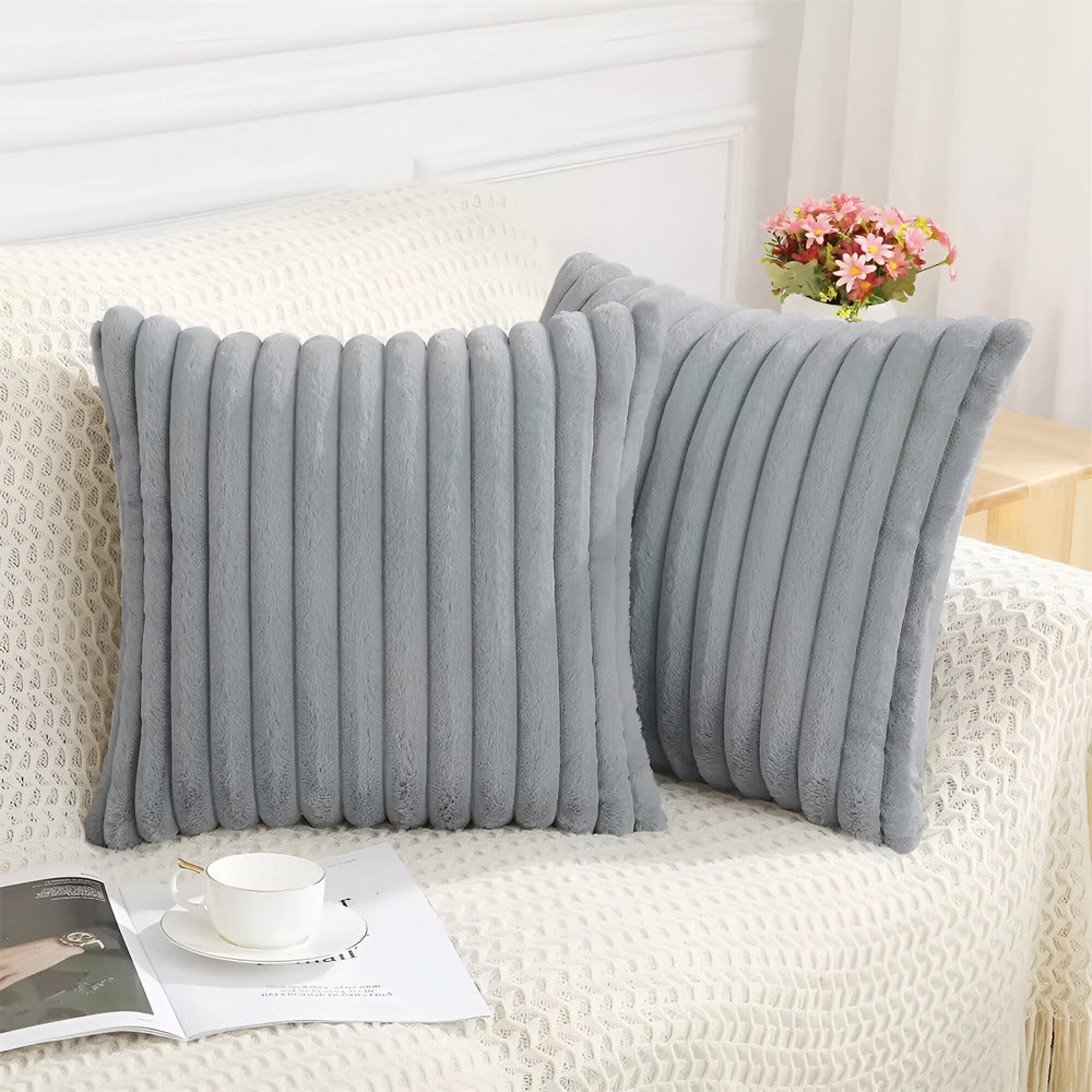 Stylish Striped Plush Cushion Covers Set of 2 – Hypoallergenic Sofa and Couch Cushion Covers for Elegant Home Decor 7