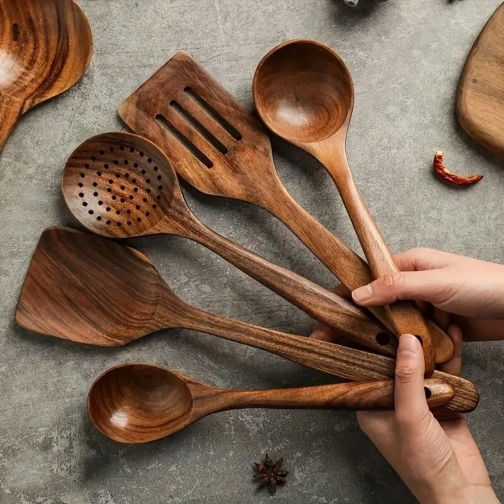 Eco Friendly 5 Piece Wood Kitchen Utensil Set - Halri