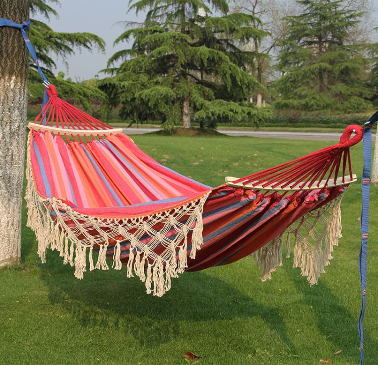 Large Outdoor Pink Stripe Hammock with Steel Bar - Halri