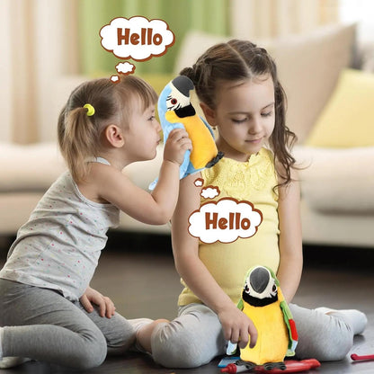 Talking Parrot Toy With Soft Cotton, Moves & Talks, Plush Bird Toy, Safe for 3+