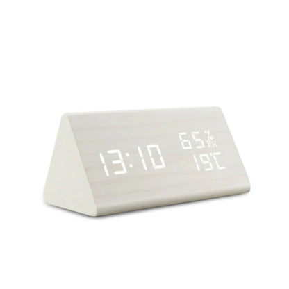 Natural Wood Digital LED Alarm Clock Radio