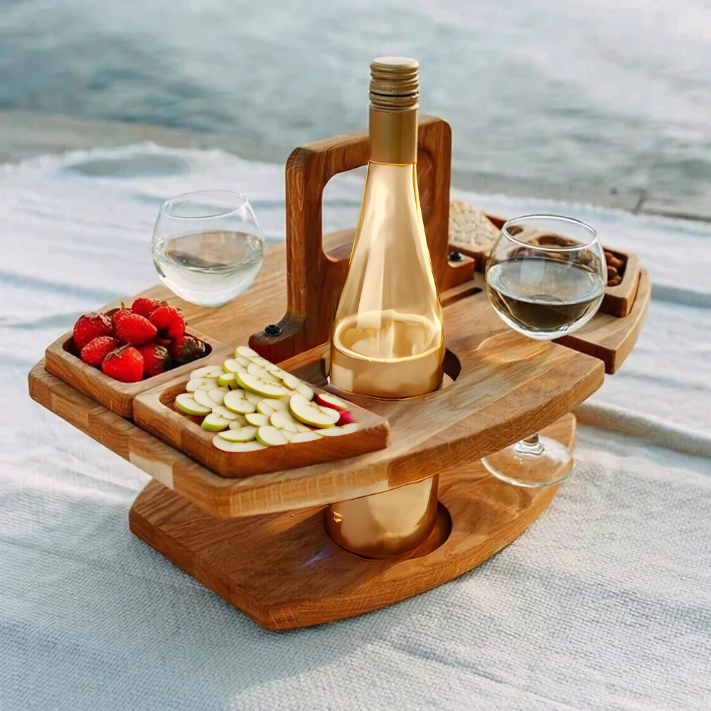 Folding Wooden Outdoor Wine Table - Halri