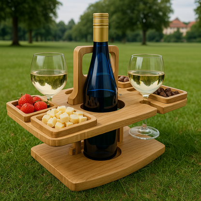 Folding Wooden Outdoor Wine Table