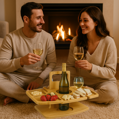 Folding Wooden Outdoor Wine Table