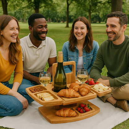 Folding Wooden Outdoor Wine Table