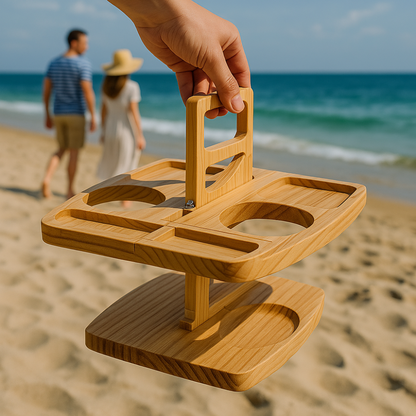 Folding Wooden Outdoor Wine Table