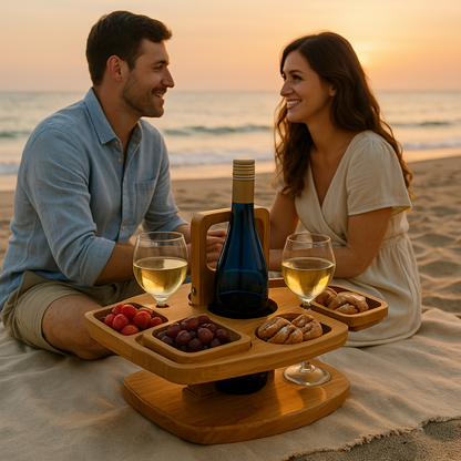 Folding Wooden Outdoor Wine Table