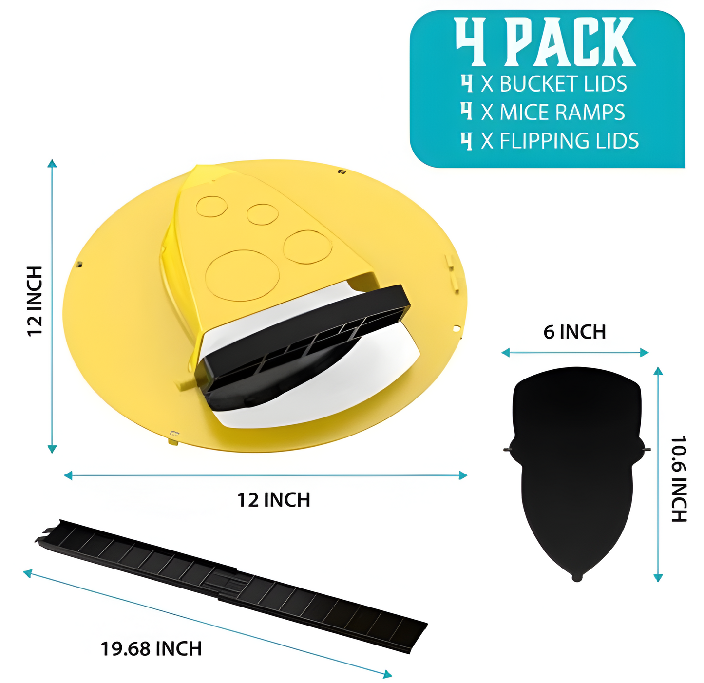Easy Catch 4-Pack Mouse Trap Bucket Lid – Reusable Design