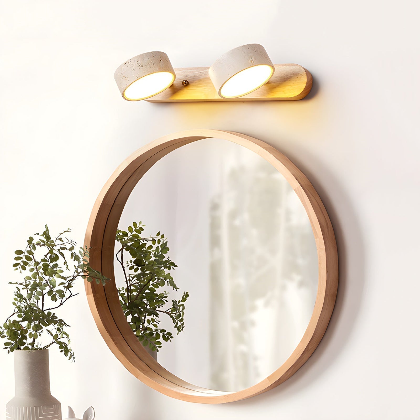 Travertine Wood Wall Light with Integrated LED – Elegant Indoor Wall Lamp for Living Room, Bedroom, and Hallway 3