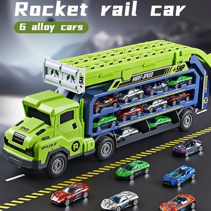 Truck Carrier Car Toy with Alloy Cars, No Batteries, Multi-Mode, Safe for Ages 4+