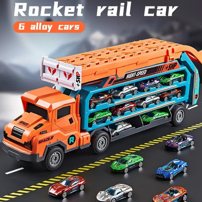 Truck Carrier Car Toy with Alloy Cars, No Batteries, Multi-Mode, Safe for Ages 4+
