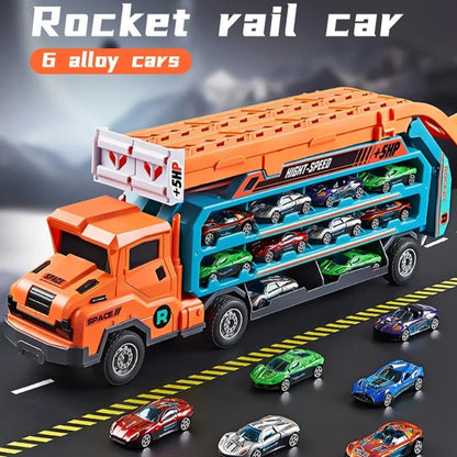Truck Carrier Car Toy with Alloy Cars, No Batteries, Multi-Mode, Safe for Ages 4+