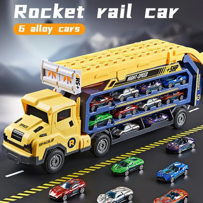 Truck Carrier Car Toy with Alloy Cars, No Batteries, Multi-Mode, Safe for Ages 4+