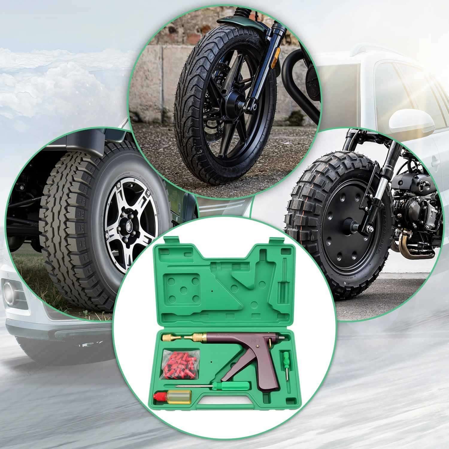 Tubeless Tire Repair Kit for Motorcycle and Electric Bikes – Durable Puncture Plug Set for Emergency Tire Repair