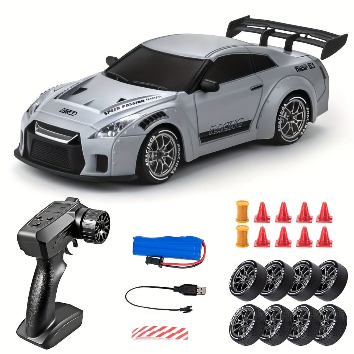Fast RC Car with LED Lights and 4WD 1:24 Scale - Halri